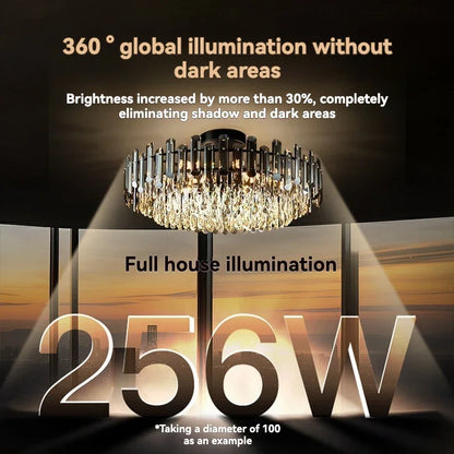 DecorBites™ Gold Crystal Ceiling Chandelier: Luxury Modern LED Pendant for Home Décor