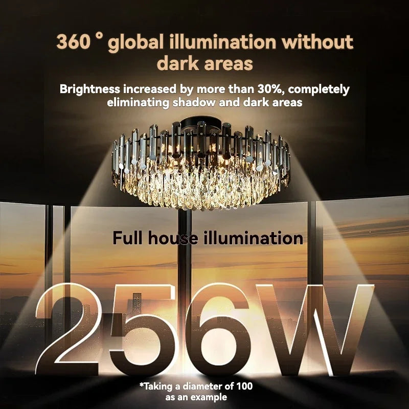 Gold Crystal LED Chandelier Round100cm Radiant
