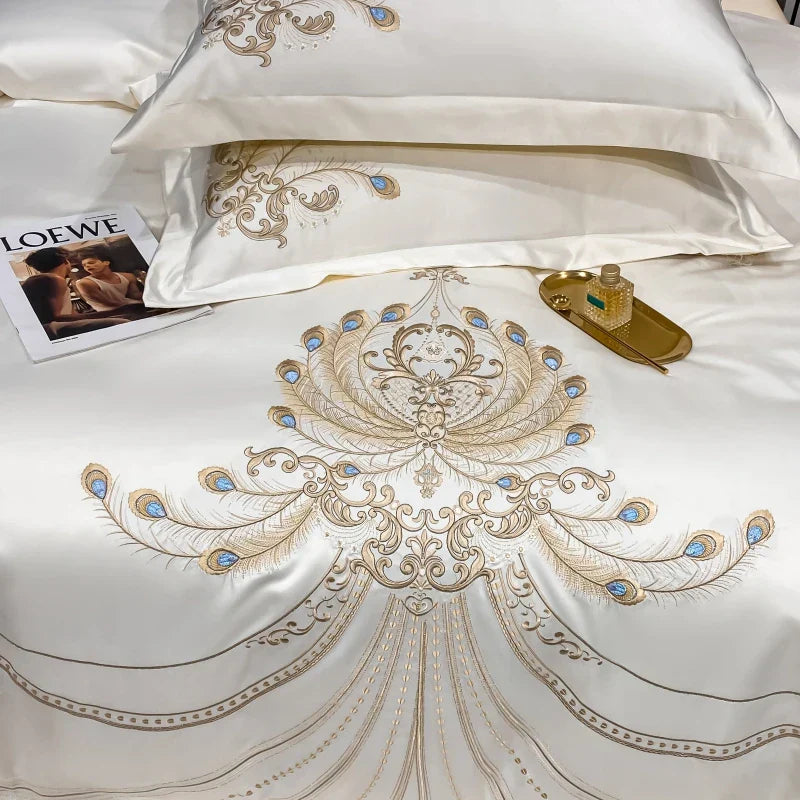 Gold Feather Cotton Bedding