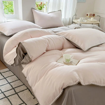 DecorBites™ Cotton Edge Embroidery Bedding Set for Autumn/Winter