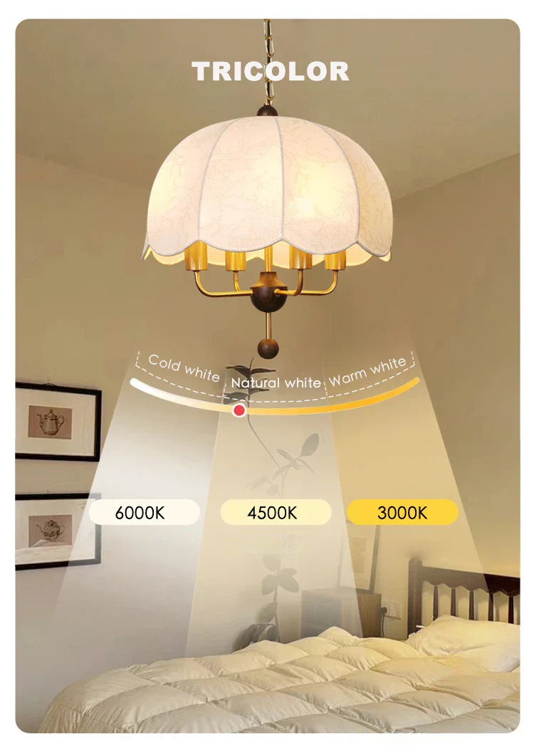 Beige Fabric Pendant Light