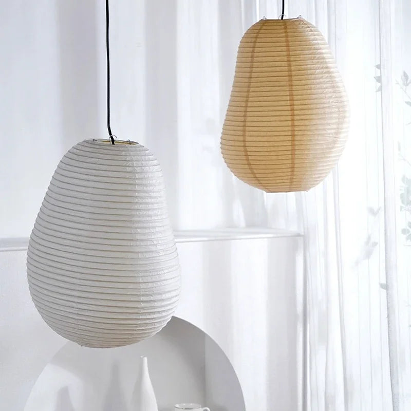 Rice Paper Pendant Light Handcrafted Beige