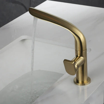 DecorBites™ Brushed Gold Basin Faucet - Brass Single Handle Bathroom Mixer Tap