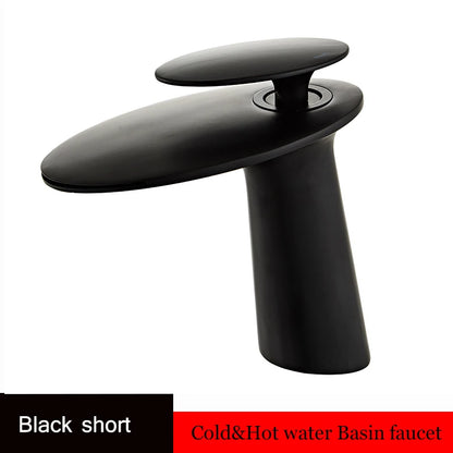 Waterfall Basin Faucet Black Bathroom