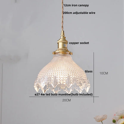 DecorBites™ Green Glass LED Pendant Lights with Walnut Wood Hanging Lamp