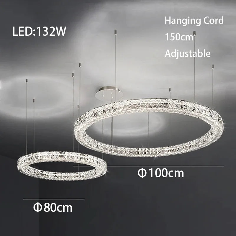 DecorBites™ Crystal LED Chandelier: Modern Luxury Chrome Steel & Clear K9 Crystal Lighting