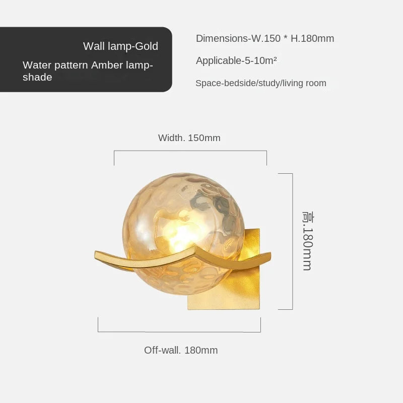 Gold Glass Ball Wall Lamp Sleek Modern Design