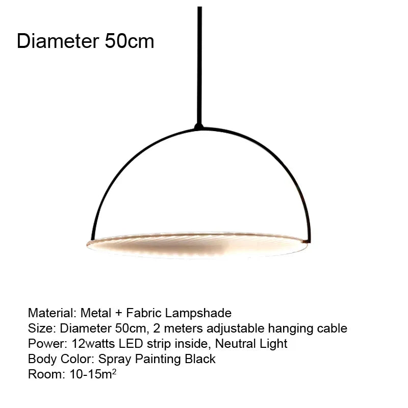 Ivory Fabric Drum Pendant