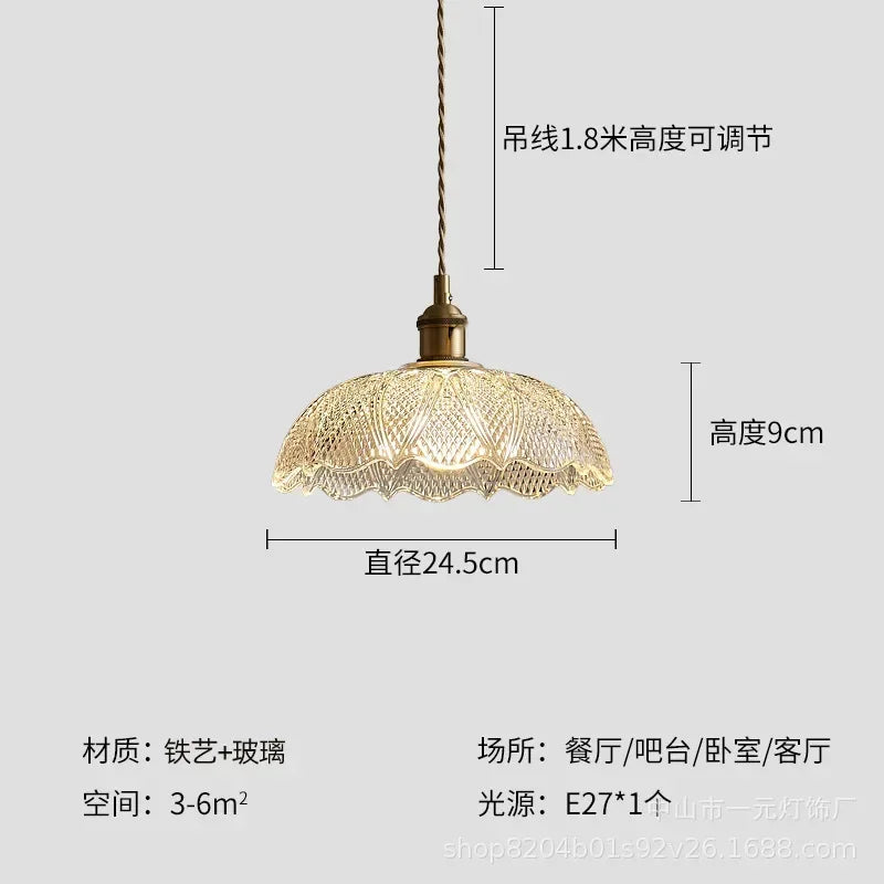 Retro Floral Glass Pendant Light