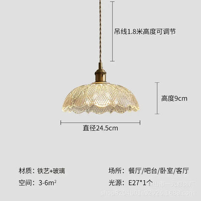 Retro Floral Glass Pendant Light