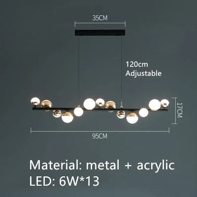 Gold Art Deco Chandelier 30-Ball Acrylic Design