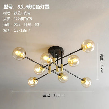 DecorBites™ Glass Ball LED Chandelier for Modern Living Room and Kitchen Lighting