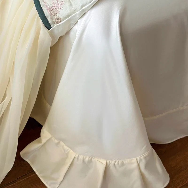 DecorBites™ French Princess Lace Ruffles Bedding Set with Soft Silky Touch