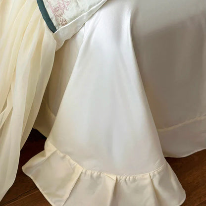 DecorBites™ French Princess Lace Ruffles Bedding Set with Soft Silky Touch