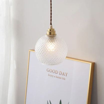 DecorBites™ Glass Ball LED Pendant Light: Nordic Modern Copper Socket Hanging Lamp for Home Indoor Lighting.