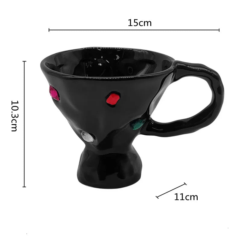 DecorBites™ Gemstone Setting Ceramic Breakfast Mug with Handle