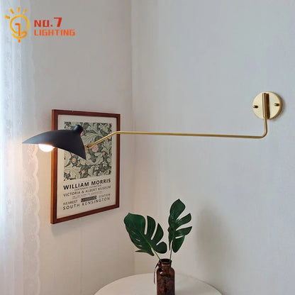 DecorBites™ Copper Swing Arm Wall Lamp LED E27 Retro Telescopic Bedside Living Room