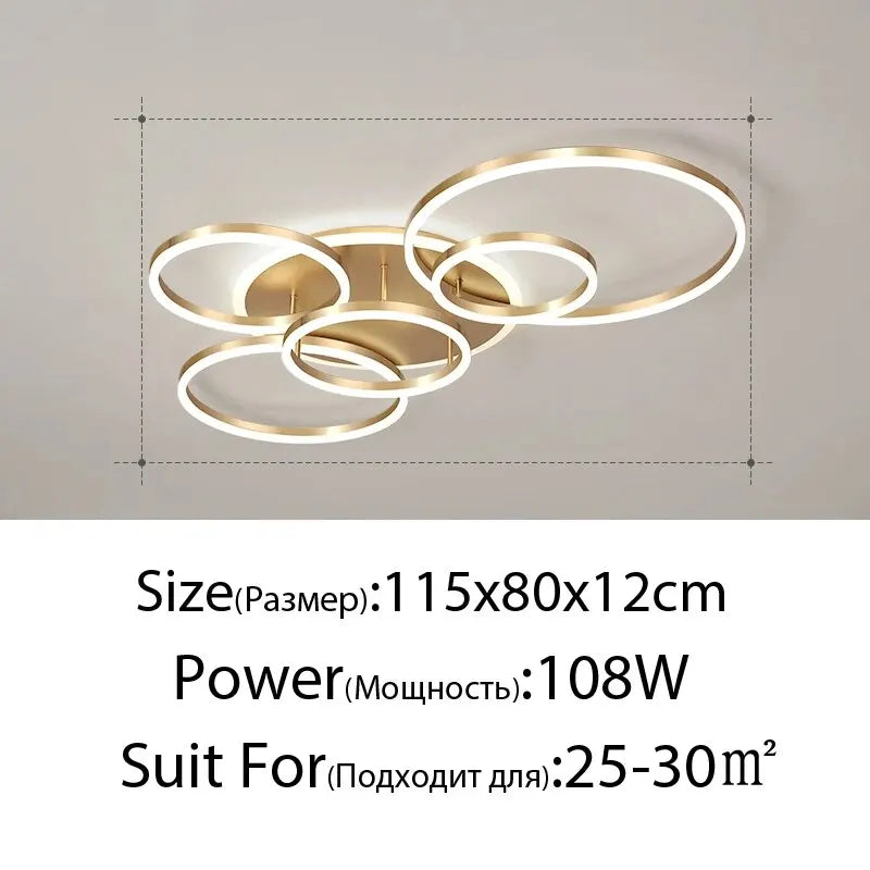 Gold LED Study Chandelier