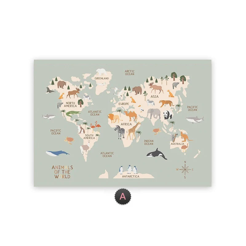 World Map Canvas Wall Art