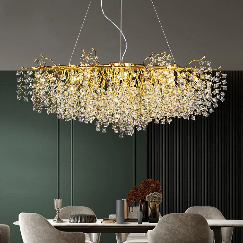 Gold Crystal Branch Chandelier G9 For Kitchen Island