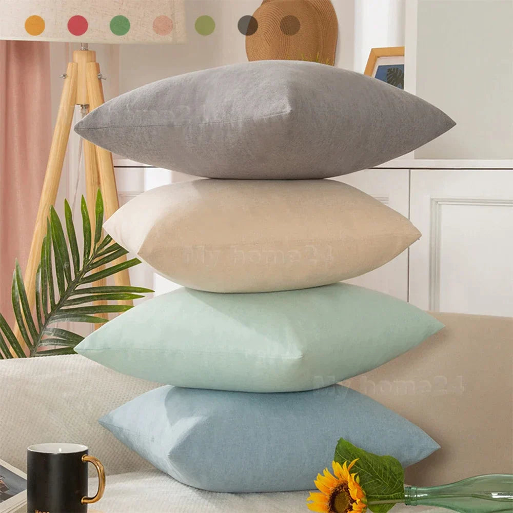 DecorBites™ Cotton Linen Pillow Cover Set for Home Decor - Plain Cushion Covers