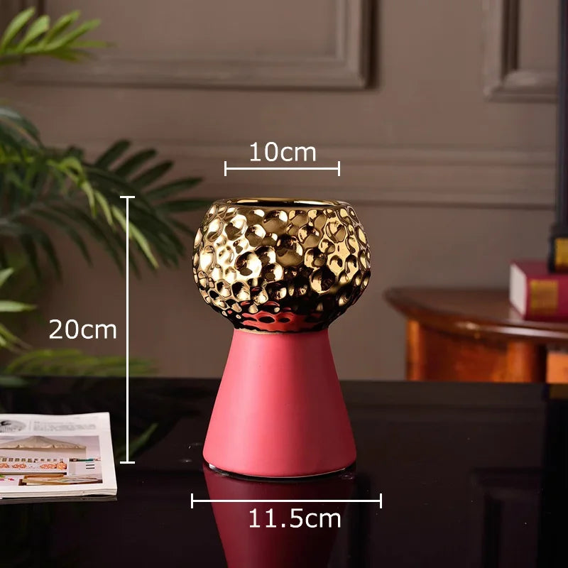 Gold Hammer Ceramic Vase