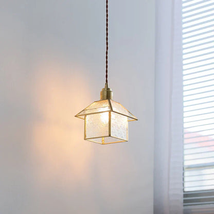 DecorBites™ Cube Glass LED Pendant Light: Modern Copper Hanging Lamp for Bedroom, Restaurant, Hallway