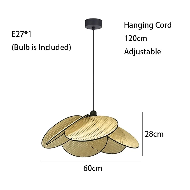 DecorBites™ Leaf Grid Handmade Rattan Screen Chandelier for Modern Living Room and Bedroom
