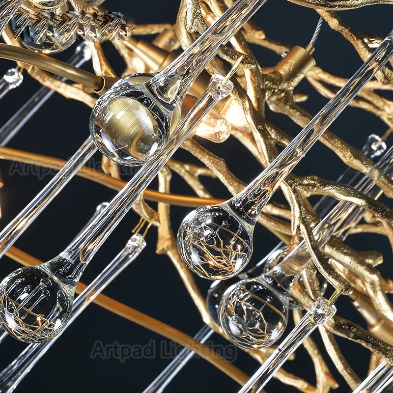 DecorBites™ Crystal LED Chandelier: Luxe Gold Lighting Fixture for Living Room & Kitchen