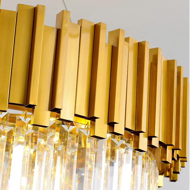 Gold Round Crystal Chandelier 72cm Hanging
