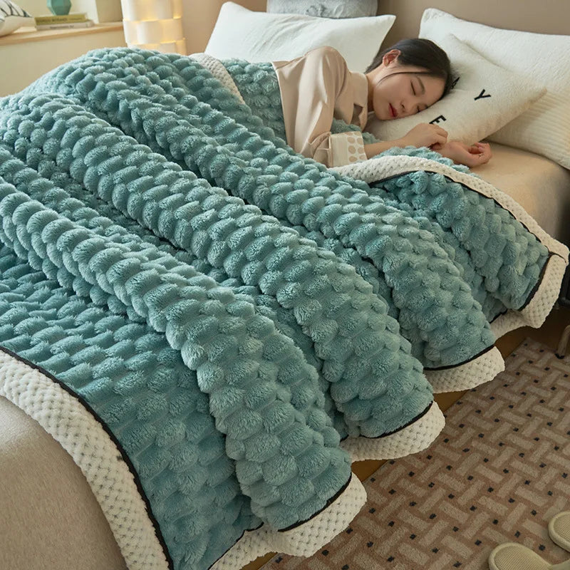 DecorBites™ Coral Fleece Warm Blanket: Cozy Thicken Winter Bed Blanket
