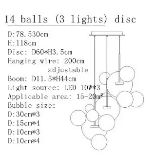 DecorBites™ Glass Bubble Chandelier: Modern Art Deco Customized Indoor Decor Light
