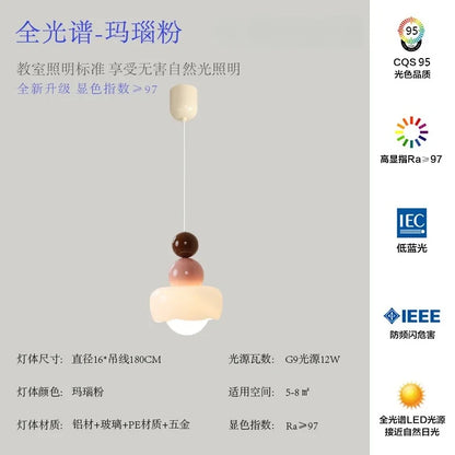 DecorBites™ Cream Wind Resin/Glass Pendant Lights: Modern LED E27 Hanging Lamp for Bedroom, Bar, Kids Room
