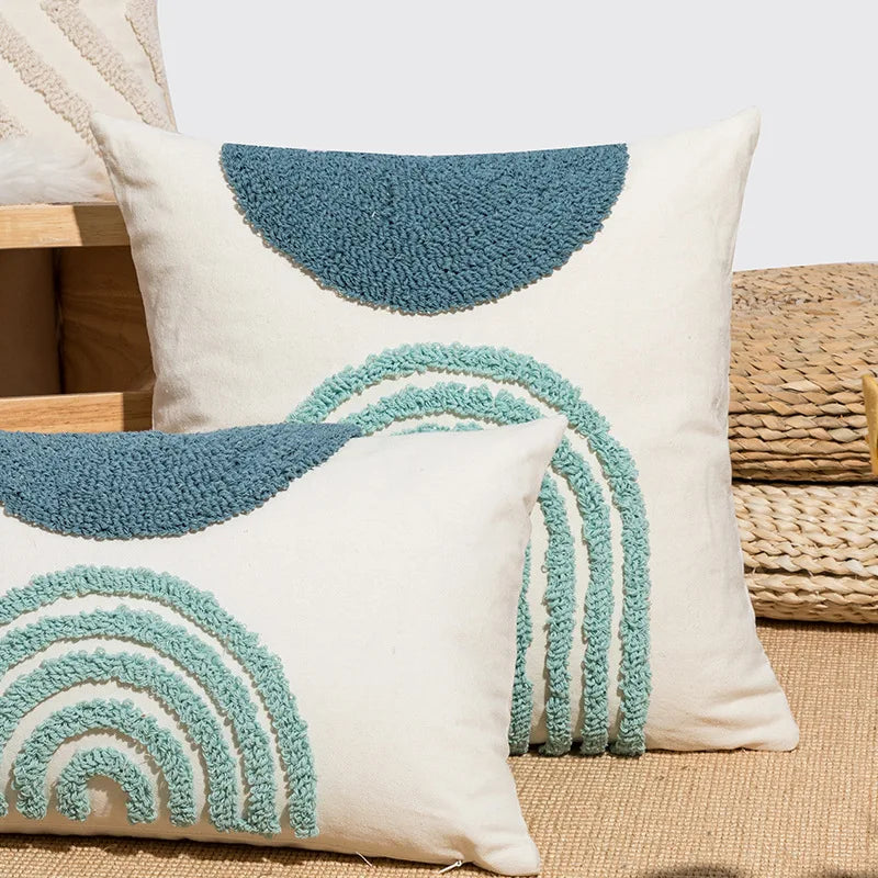 Tufted Embroidered Cotton Cushion