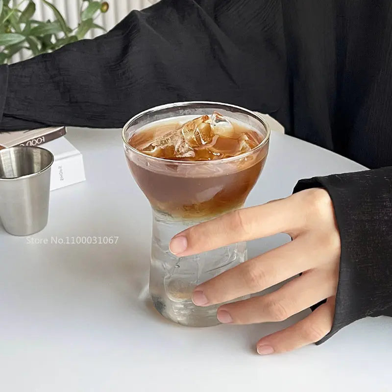 DecorBites™ Glass Drink Cup Set for Home Cafe Bar Heat Insulation Juice Tea Transparent