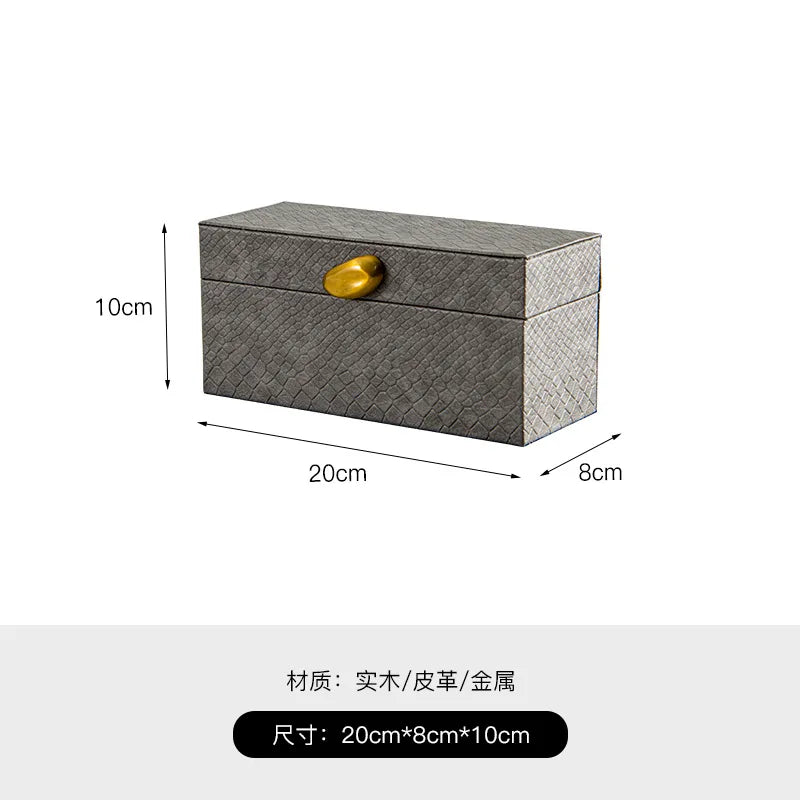 Gold Handle Leather Jewelry Box