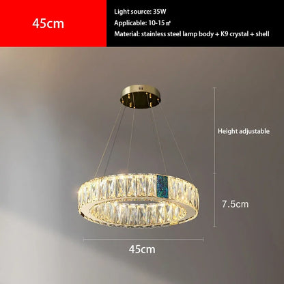 DecorBites™ Crystal Pendant Chandelier LED Lighting for Kitchen Dining Room Villa