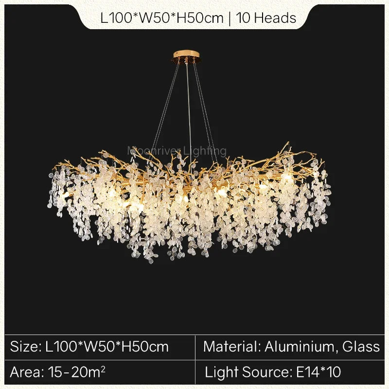DecorBites™ Gold Tree Branch Chandelier: Elegant European Style Pendant Light for Home Decor