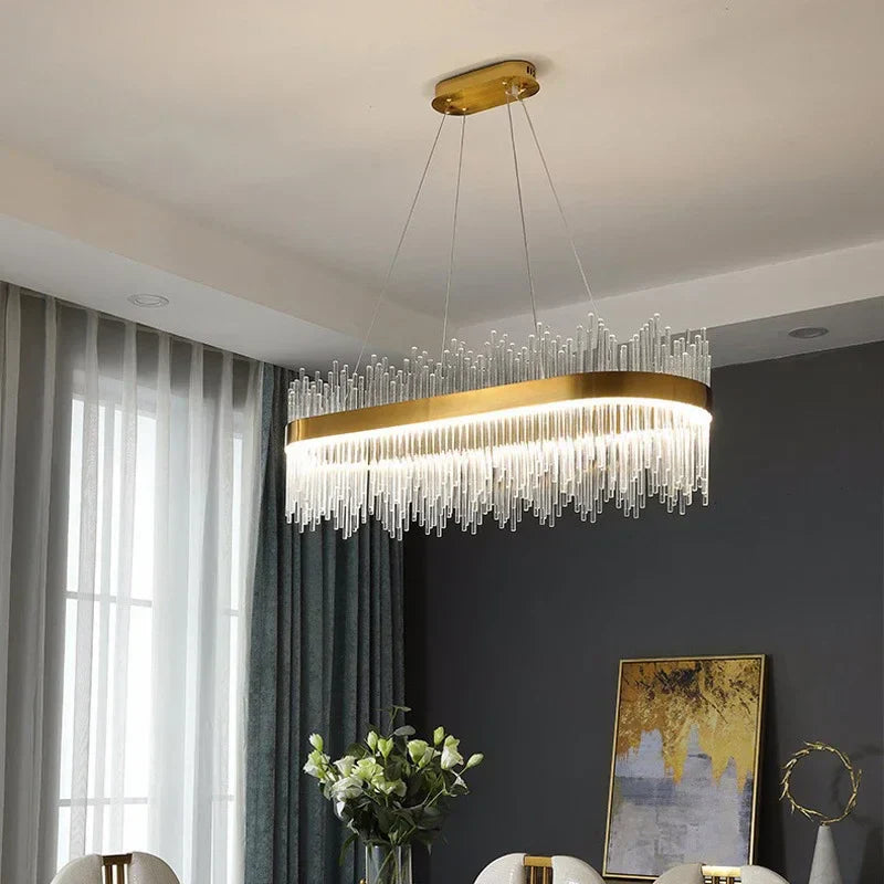 Gold Crystal Circle Chandelier 80cm Dimmable