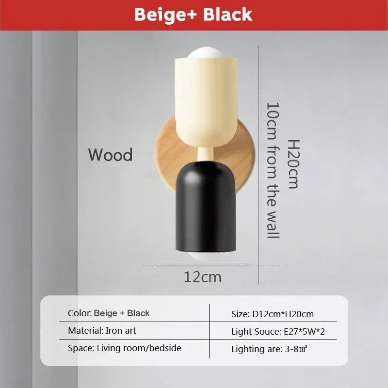 DecorBites™ Cream Zipper Wooden Wall Lamp: Minimalist Nordic Design for Bedroom, Living Room Illumination