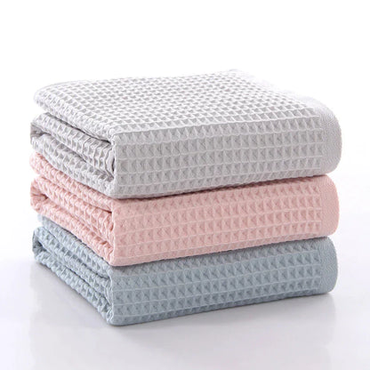 DecorBites™ Cotton Waffle Towel Bath Set for Adults & Children - 70*140cm & 34*74cm
