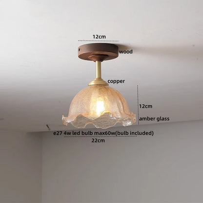DecorBites™ Glass Wood LED Ceiling Light Nordic Design for Living Room & Corridor