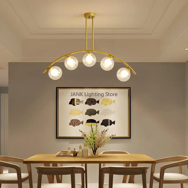 Gold Glass Minimal LED Chandelier