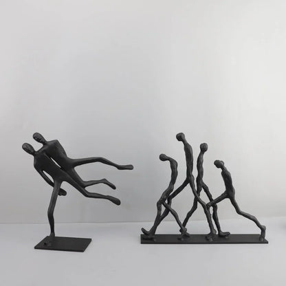 DecorBites™ Iron Man Abstract Sculpture Black Metal Figurine Decor for Room Aesthetics