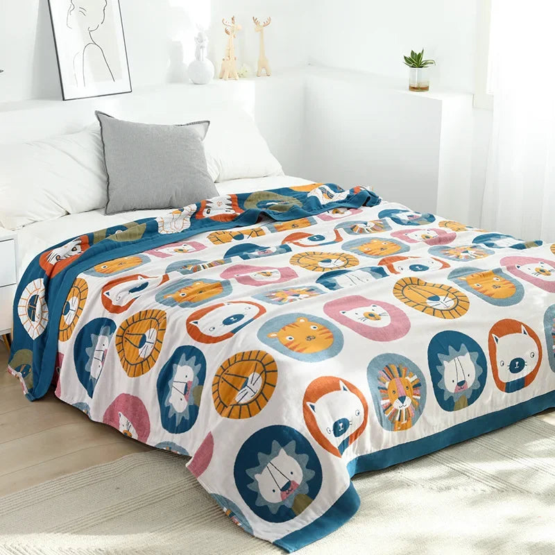Cotton Cartoon Throw Blanket