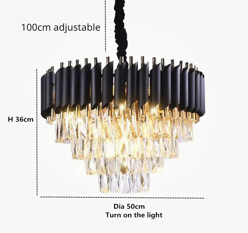 Golden Crystal LED Chandelier 72cm Hanging