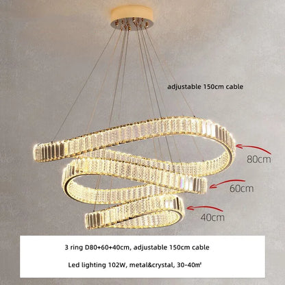 DecorBites™ Irregular Steel & K9 Crystal LED Pendant Chandelier for Foyer, Dimmable Lighting