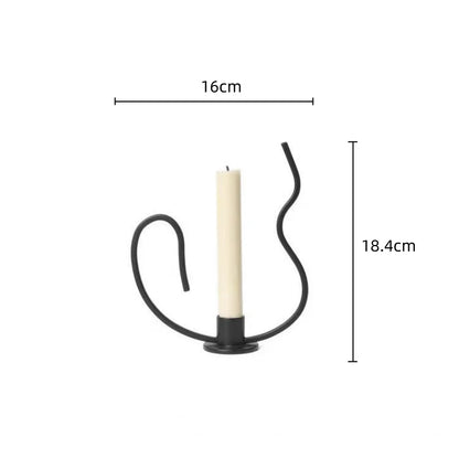 DecorBites™ Geometric Black Metal Candlestick Candelabrum - Handcrafted Home Decor & Wedding Centerpiece