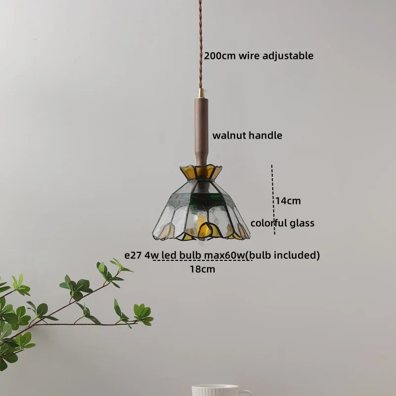 Green Glass Pendant Light Modern Copper Entryway
