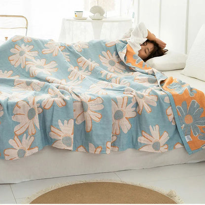 DecorBites™ Cotton Gauze Boho Throw Blanket - Cozy Bedspread & Sofa Cover